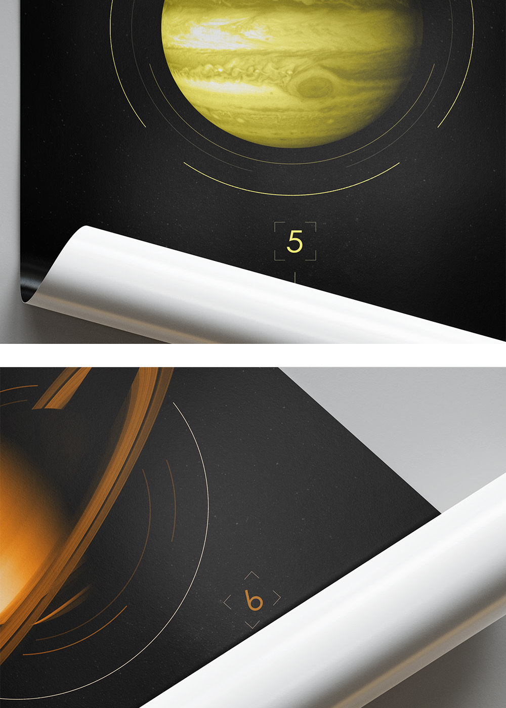 Planet Poster Jupiter and Saturn Close-Up