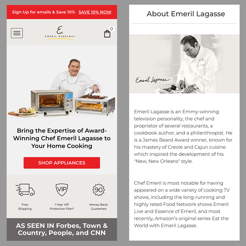 Emeril Lagasse Catalog Site Mobile - Various Pages