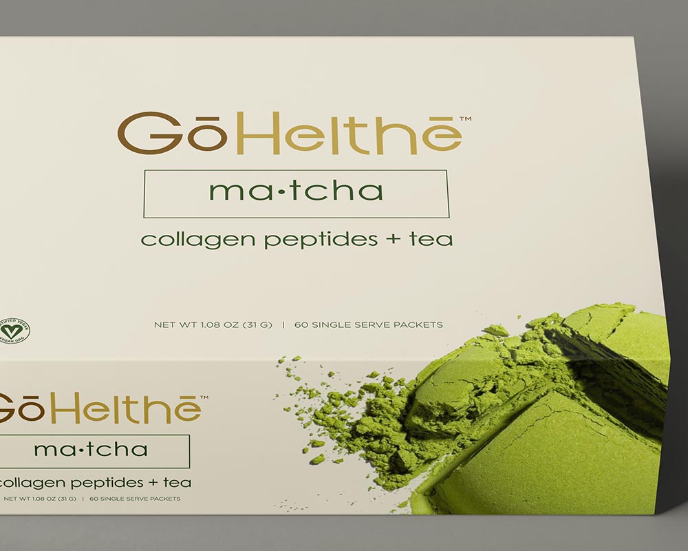 Go Helthe Matcha Tea Collagen Peptides Sleeve Packaging