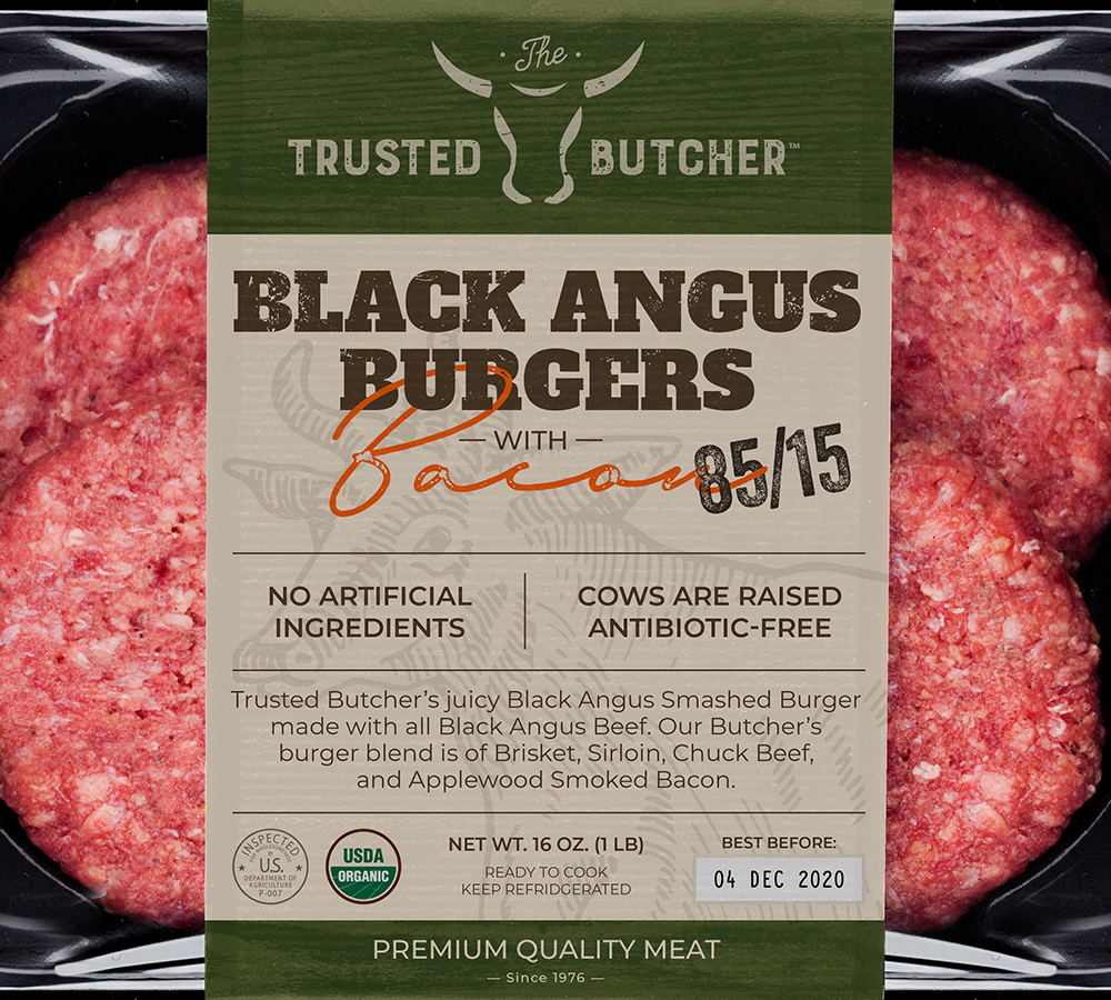The Trusted Butcher Black Angus Burgers Packaging Design