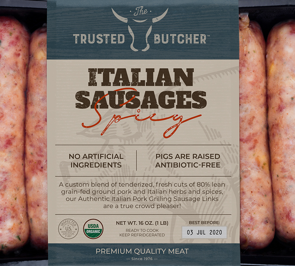 The Trusted Butcher Italian Sausages Packaging Design