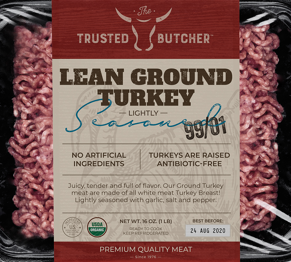 The Trusted Butcher Lean Ground Turkey Packaging Design